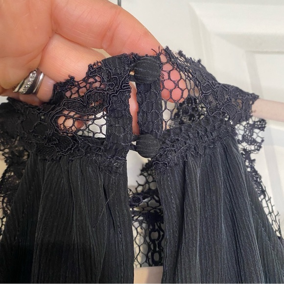 AG Adriano Goldschmeid LYDIA Lace Black Halter Tank Top Size Medium - Picture 5 of 8